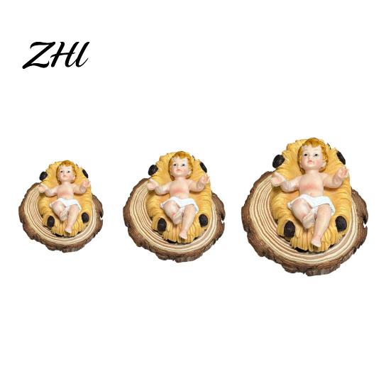 Catholic Church Decoration Items Baby Jesus in Manger Statue, Easter Figurines Small Nativity Resin Holy Family Decor Sculpture, Hand-Painted