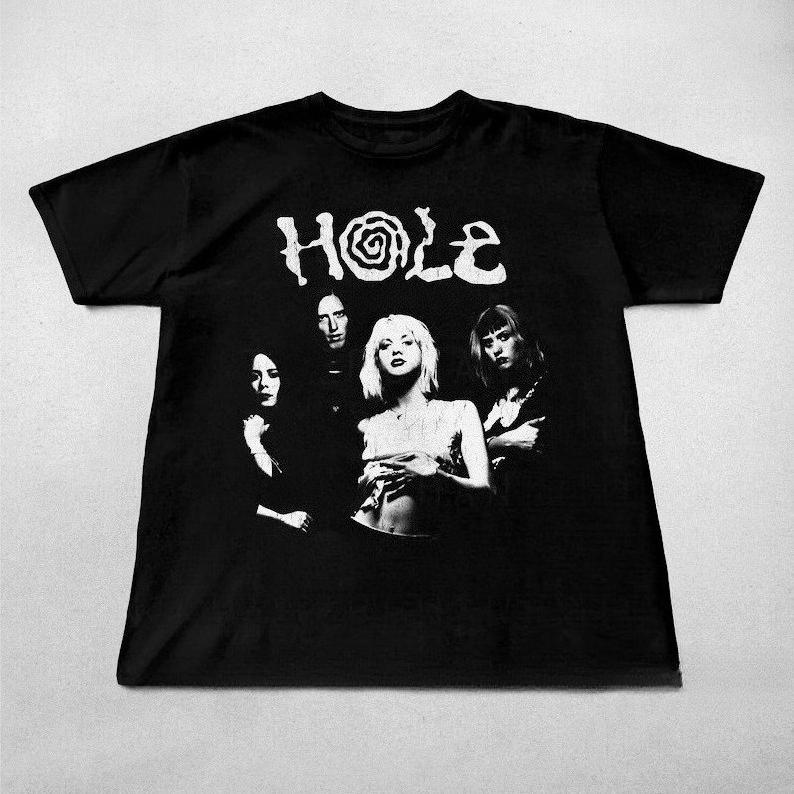 Hole Band Unisex Cotton Short Sleeve Tshirt 90s Band Graphic Metal Rock Aesthetic Unisex Unisex Harajuku Y2k Streetwear Tee Tops