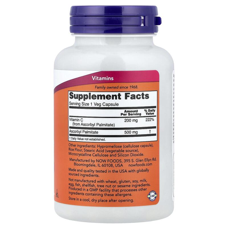 Ascorbyl Palmitate, 500 mg, 100 Veg Capsules