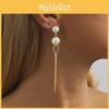Stylish Pearl Long Earrings For Women Trendy Geometric Dangles Chain