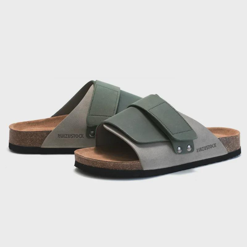 Мужские тапочки из пробки RUIZUSTOCK: Осенние и летние пляжные сандалии, водонепроницаемый нубук