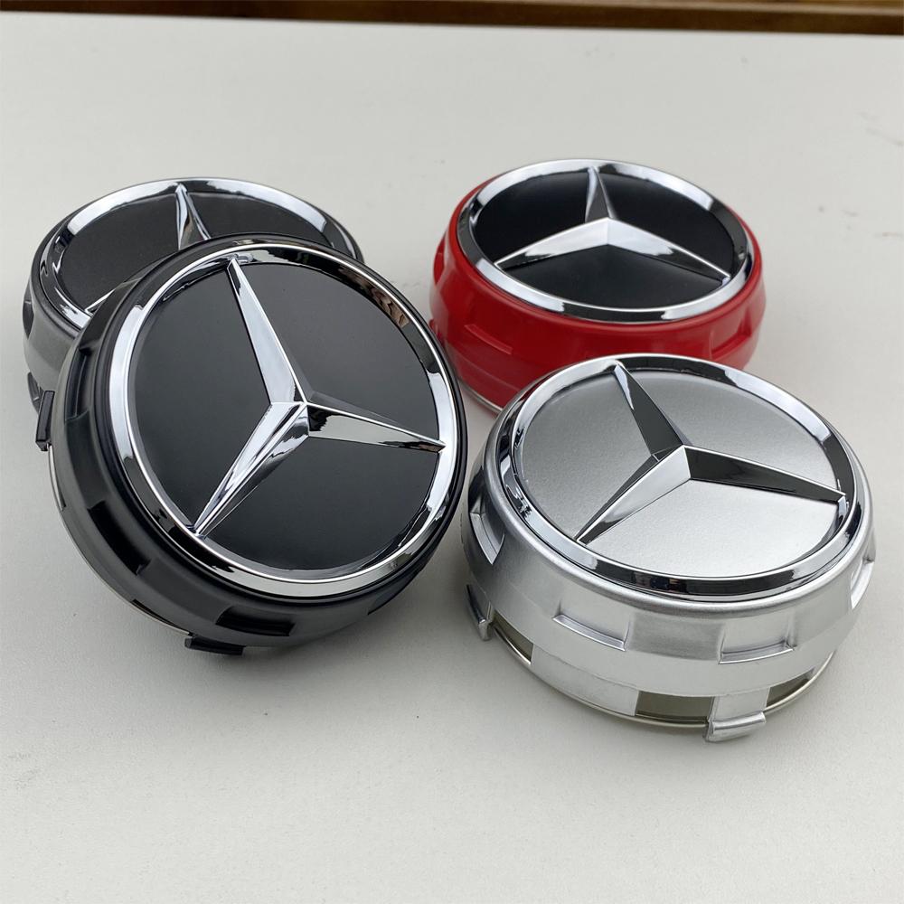 Hub Cap 4pcs 75mm Black Red Raised Car Styling Wheel Center Cap For Mercedes Benz AMG A0004000900