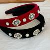 Elegant Design Velvet Headband Pearl Diamond Hair Bands Rhinestone Headband  Autumn Winter