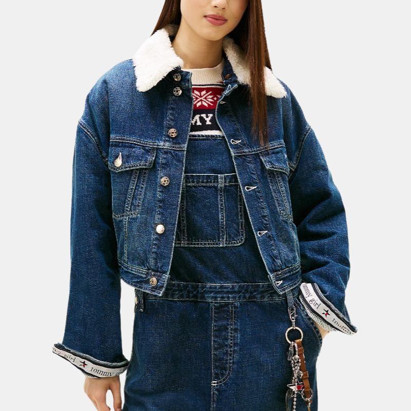 Tommy Hilfiger Tommy Girl Серия Cool Американская Короткая Легкая Хлопковая Куртка Джинсовая Женские куртки DW0DW22485-1CE