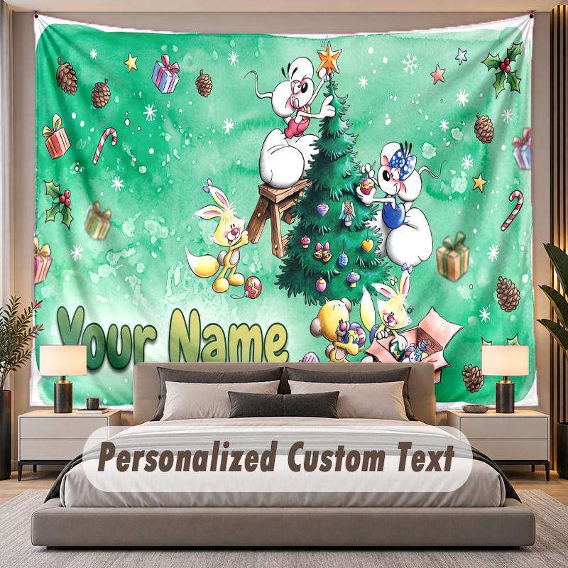 Custom Name Text Tapestry Diddl Personalized Polyester Wall Tapestry For Bedroom And Room