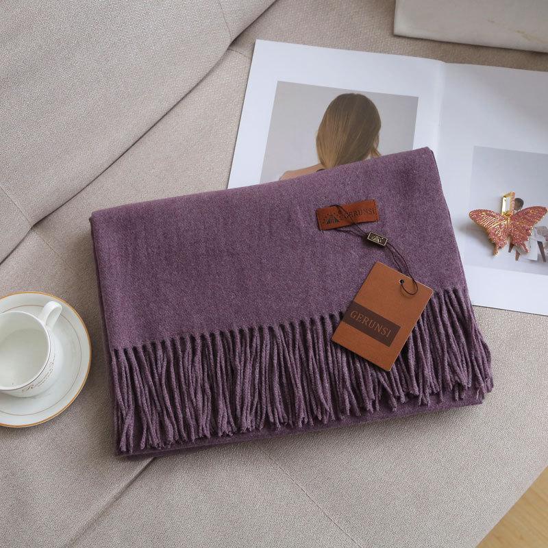 Кашемировый шарф на ощупь, осенне-зимний, однотонный, женский, с толстой кисточкой, простой и универсальный, мягкий и теплый, имитация кашемира, шаль