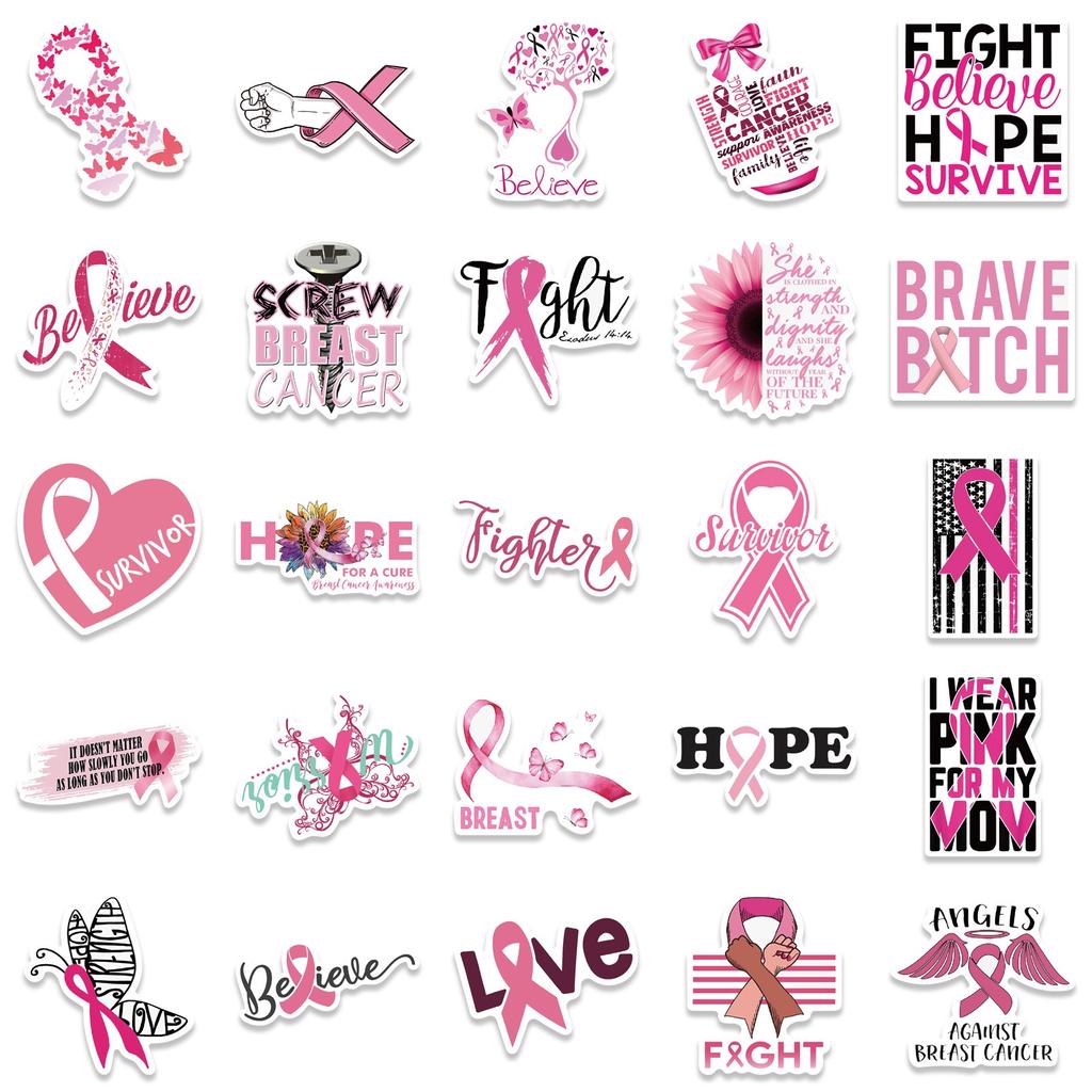 10/50Pcs Cancer Awareness/Breast Cancer Awareness Stickers Graffiti Stickers for DIY Skateboard Motorcycle Bicycle Stickers