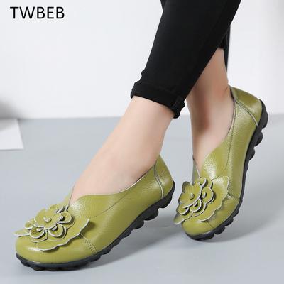 Осенние цветы ручной работы Туфли женские цветочные мягкие туфли на плоской подошве Повседневные сандалии Женская обувь в народном стиле из натуральной кожи