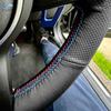 For BMW 3 5 Ser E36 E46 E39 X3 E83 X5 E53 Hand-stitched Car Steering Wheel Leather Cover Trim Accessories Black Red Blue