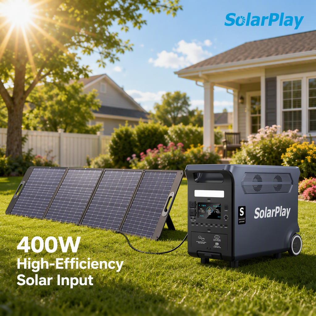 Solarplay 3600W Portable Power Station 3840Wh Solar Generator with 400W Solar Panel 30% ITC Eligible UL Certified