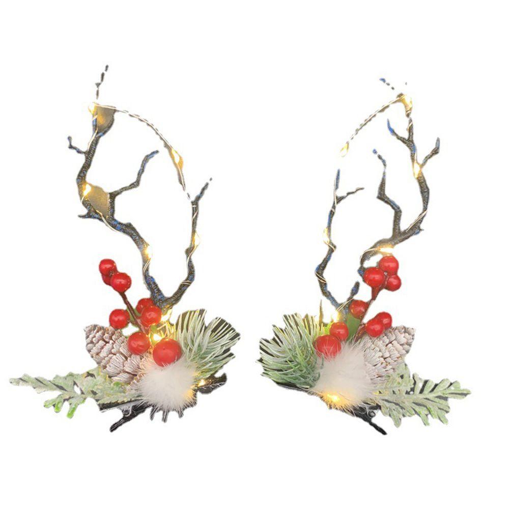 Make Up With Led Light Flower Branch Twig Women Hair Clip Korean Style Hair Clip Christmas Antlers Hairpin Hair Accessories