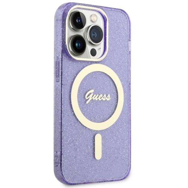 Etui Guess Guhmp14Lhcmcgu Na Iphone 14 Pro Purpurowy/Purple Hardcase Glitter Gold Magsafe