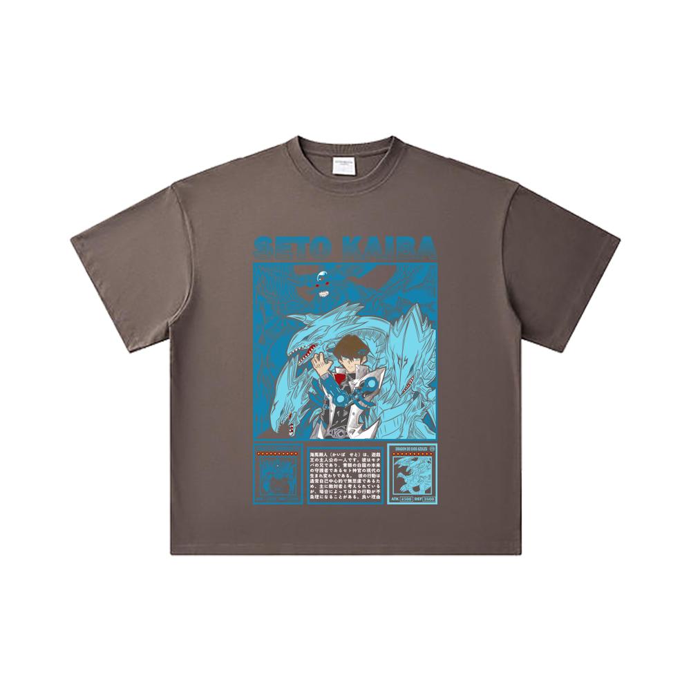 260 GSM Double Yarn 32 Count 100% Cotton Yu-Gi-Oh V6 Seto Kaiba Print Unisex Heavy Cotton T Shirt