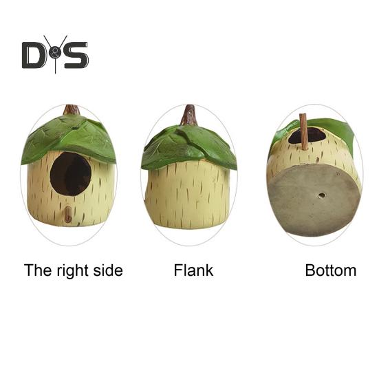 Домик для колибри для улицы, небольшой подвесной домик для птиц из смолы, декоративный домик для птиц с зелеными листьями для балкона, крыльца, заднего двора, декор