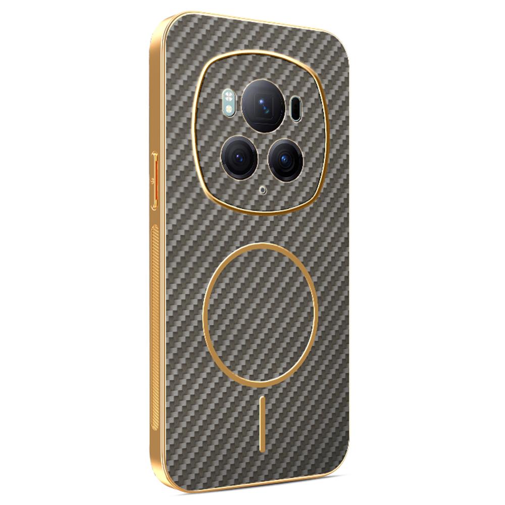 For Honor Magic6 Pro 5G Phone Case Carbon Fiber Textured Electroplated TPU Back Cover