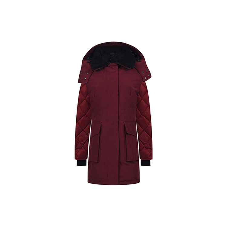 Canada Goose Elwin Series Black Label Mid-Length Long Sleeve Warm Down Jacket Women outerwear Burgundy 3205LB-317