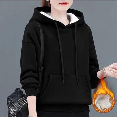 Свитер Женский Зимний Теплый Рубашка С Капюшоном Молодящий Наряд Облегающий Свободный Универсальный Топ