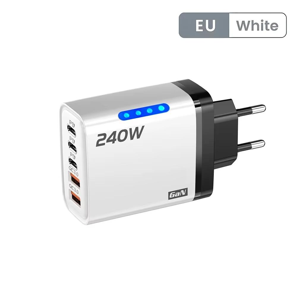 New 5 in 1 GaN Charger For 16 15pro Desktop Laptop Samsung 240W Fast Charging Adapter 120w Type To TypeC Cable Charger