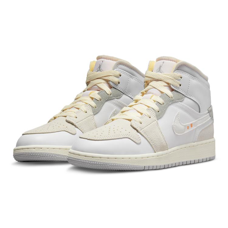 Jordan 1 Mid SE Craft Вывернутый Белый Серый GS DQ3726-100