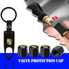 5Pcs/Set Car Tire Valve Caps with Car Badge Keyring Keychain For Boxster Cayenne Panamera Macan Cayman 911 918 996 917 991