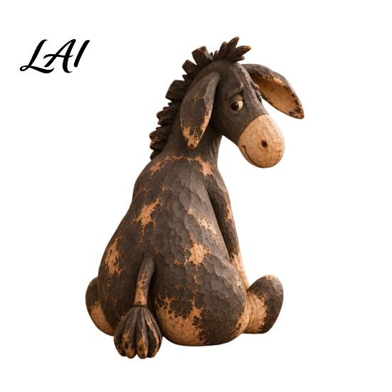 Anthropomorphic Animal Statue Rustic Donkey Figurine Distressed Resin for Shelf Mantel Retro Style Country Home Tabletop Accent Decoration