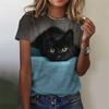 3D Printed Cute Animal T Shirt For Women Funny Cat Pattern Tees Summer Harajuku T-Shirts Round Neck Tops Loose Short Sleeves