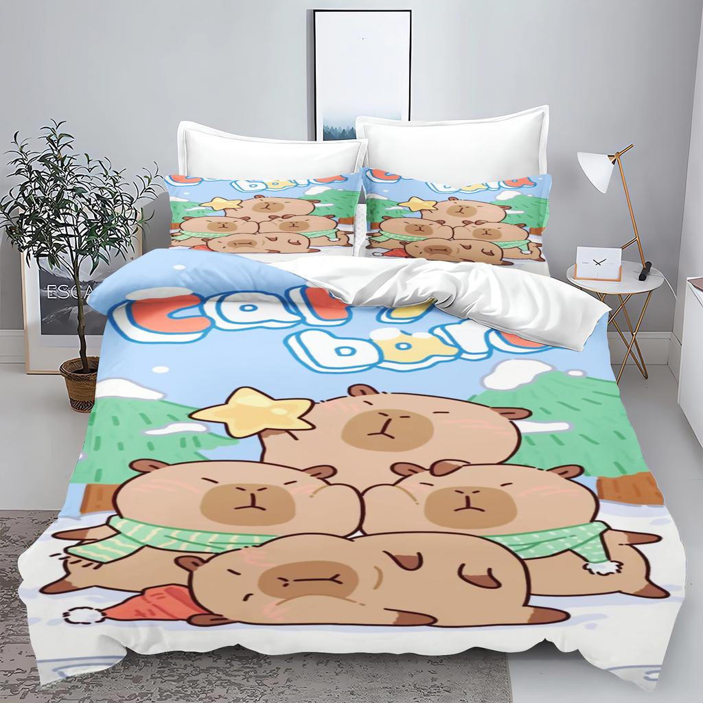 Новый комплект постельного белья с 3D-принтом в виде животных Kawaii Capybara для мальчиков и девочек Twin Queen Size, пододеяльник, наволочка, детская кровать, домашний текстиль для взрослых