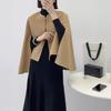 Small Shawl Cloak Jacket Double-sided Wool Coat Short Design Autumn and Winter Women's Black Camel