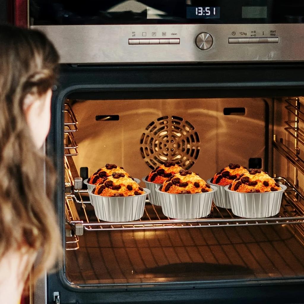 50 шт. одноразовых формочек с крышками - Премиальные мини-формочки из алюминиевой фольги для выпечки кексов - Идеальные аксессуары для столовой посуды для вечеринок