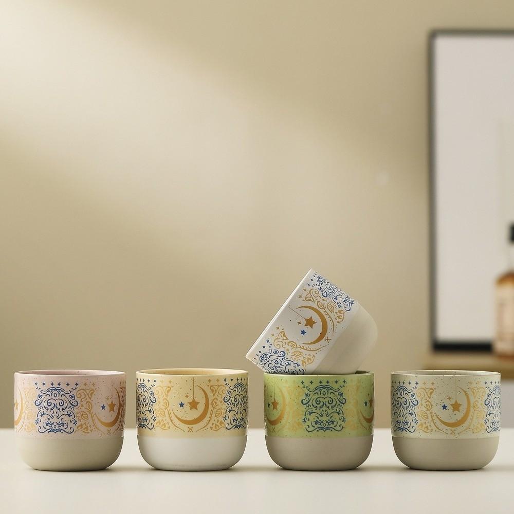 Retro Ceramic Coffee Cup Arabic Style Milk Cup Traditional Flat Bottomed Cup Home Use