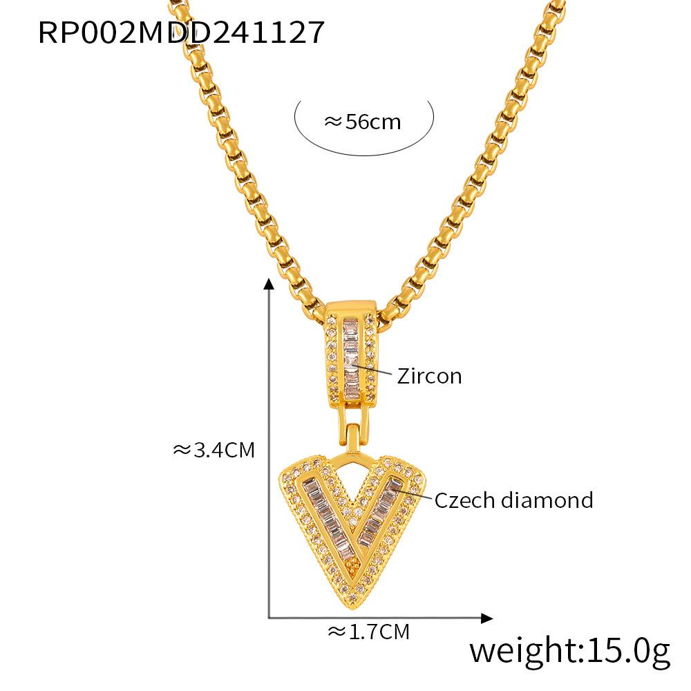 Fashionable New Zircon Letter Pendant Necklace 26 A-Z Initials for Names Color-Retaining, In-Stock