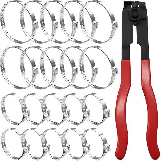 CV Boot Clamp Plier With 10PCS 304 Stainless Steel Crimp Bands, 5PCS Small And 5PCS Large Universal Adjustable Drive Shaft Drive Shaft Joint Boot