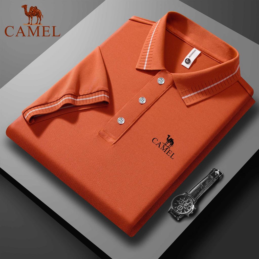 Camel 2025 Лето Новая спортивная повседневная футболка для гольфа с вышитыми лацканами, влагоотводящая и потоотводящая рубашка поло