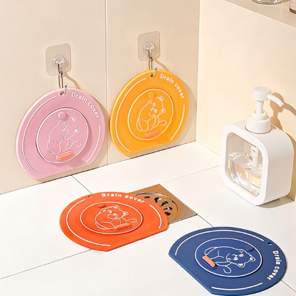 Cartoon Cat Floor Drain Cover Anti Odor Sewer Filter Pad Cute Floor Drain Mat for Kitchen Toilet