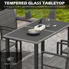 Outdoor Dining Set 5 Pieces Patio Conservatory With Tempered Glass Tabletop 4 Dining Chairs Grey