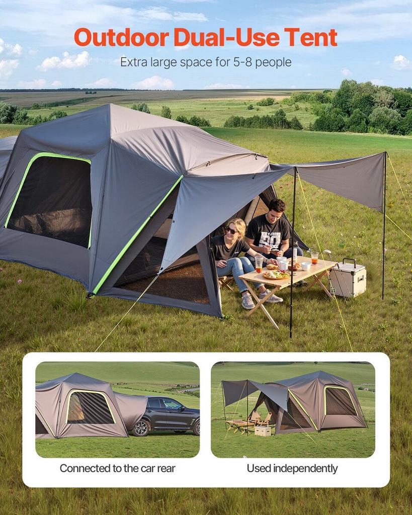 SUV Camping Tent Outdoor SUV Tent with Awning Waterproof for 5-8 Person