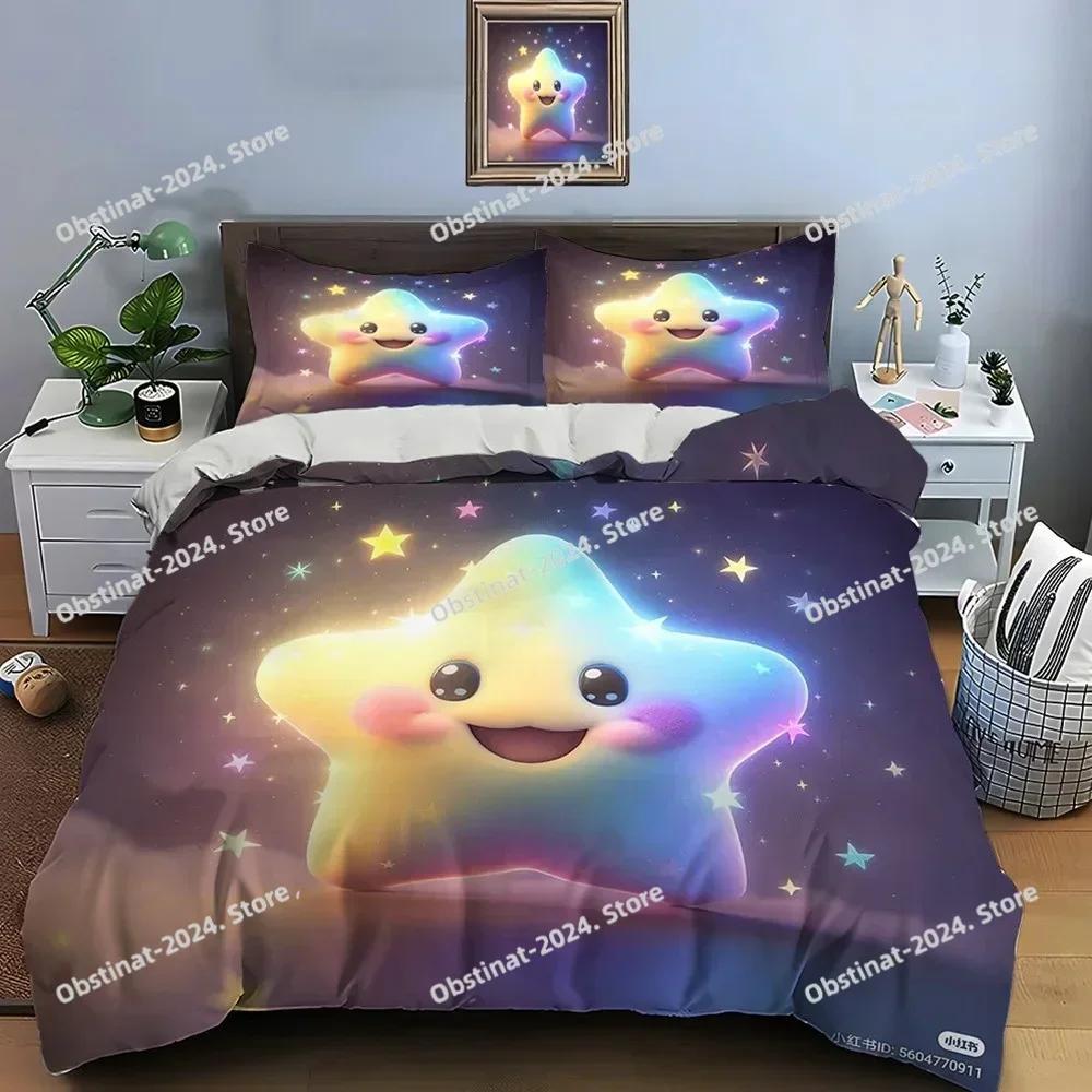 3D Cute Cartoon Stars Bedding Set Printed single Comforter Quilt Bed Cover Duvet Cover Pillow Case 3 Pieces Sets Kids Adult Size