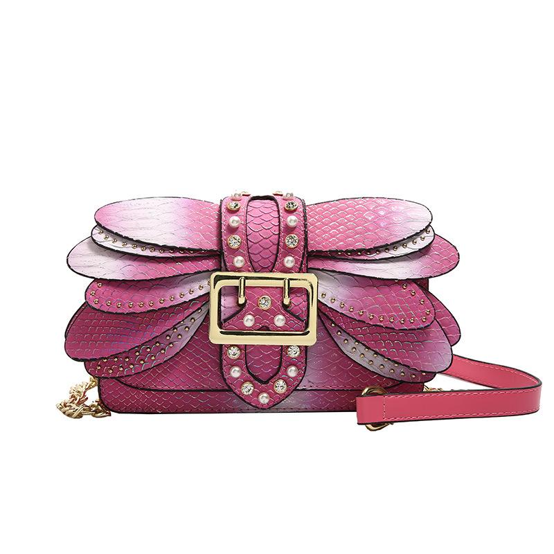 2025 Luxury Handmade Pearl Rivet Butterfly Wing Crossbody Shoulder Bag New Fashion Women Designer Handbag Retro Chain Square Bag