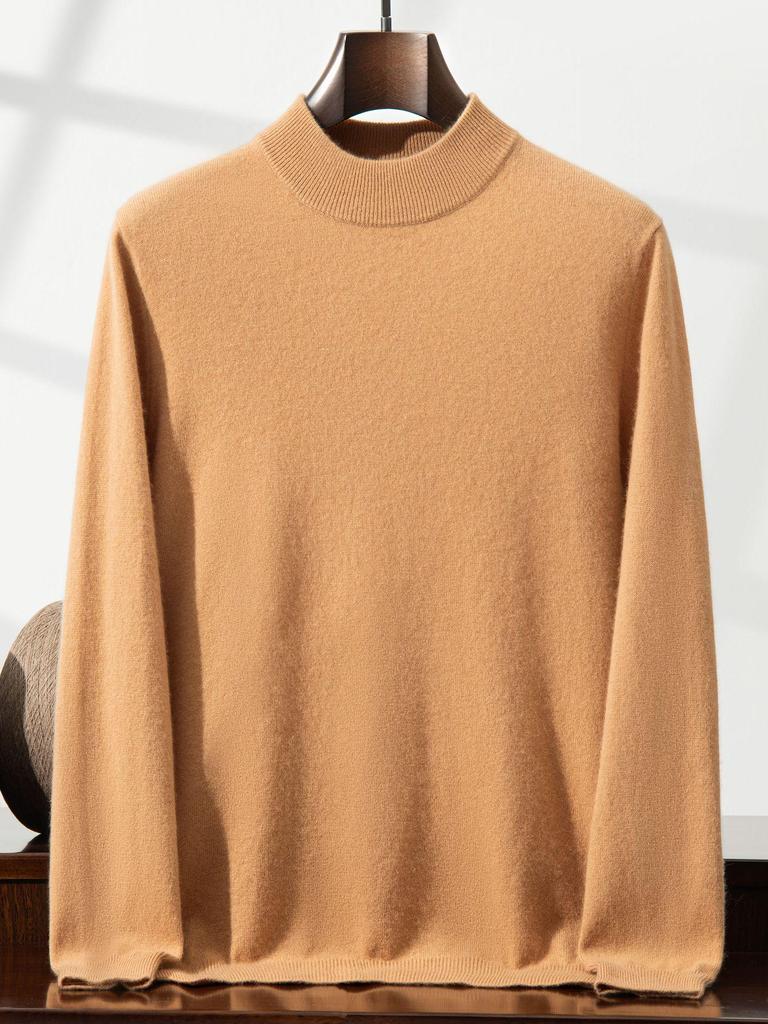 2025 Autumn/Winter Luxury Business Casual Men's Lightweight Warm Solid Half-High Collar Sweater