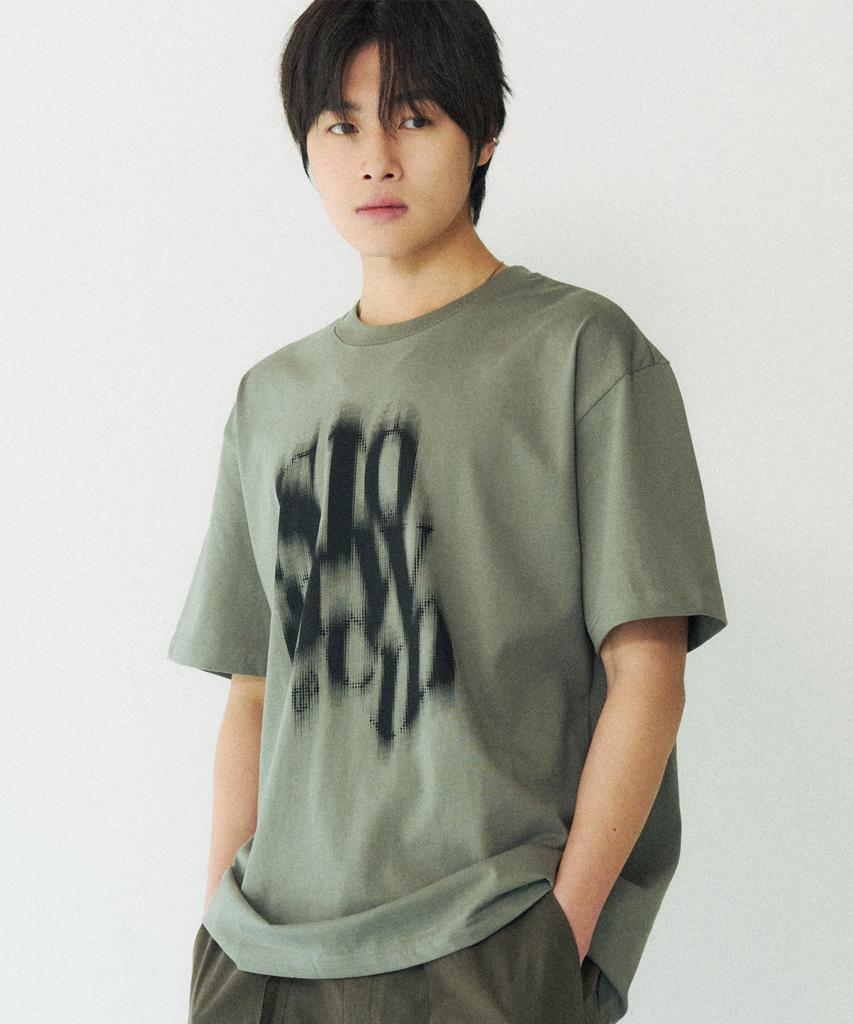SLOWACID Blurry Logo Short Sleeve T-Shirt [Light Khaki]