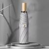 Three Fold Wooden Handle Black Gum Un Umbrella  Sun Protection Uv Protection Ms. Small Fresh Folding Umbrella
