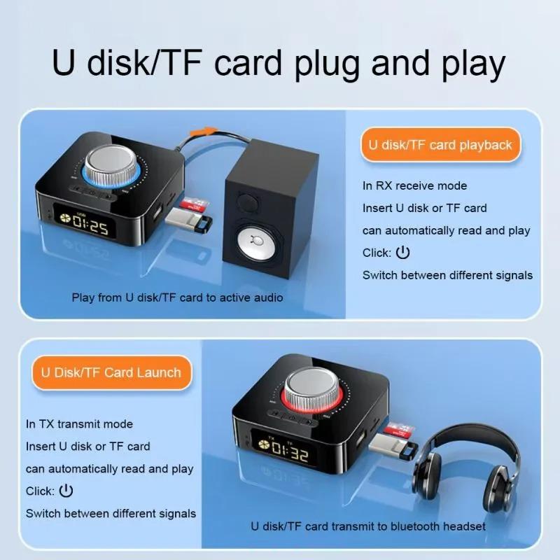 M5 Светодиодный Дисплей Bluetooth Аудио Передатчик Приемник 3.5мм AUX R/L RCA TF/USB-накопитель Разъем Стерео Беспроводной Адаптер ИК-Управление С Микрофоном
