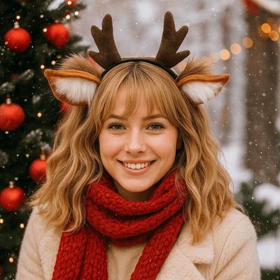 Уши Оленя Рога Оленя Ободок Милый Вечерний Головной Убор Рождественские Ободки Праздничные Украшения Рога Ободок для Волос Рождество