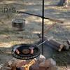 Outdoor Swivel Campfire Grill Rack with Hanging Hook Heavy Duty Easy Assembly Adjustable Multifunctional Camping Cooking BBQ Pit Grill Grate