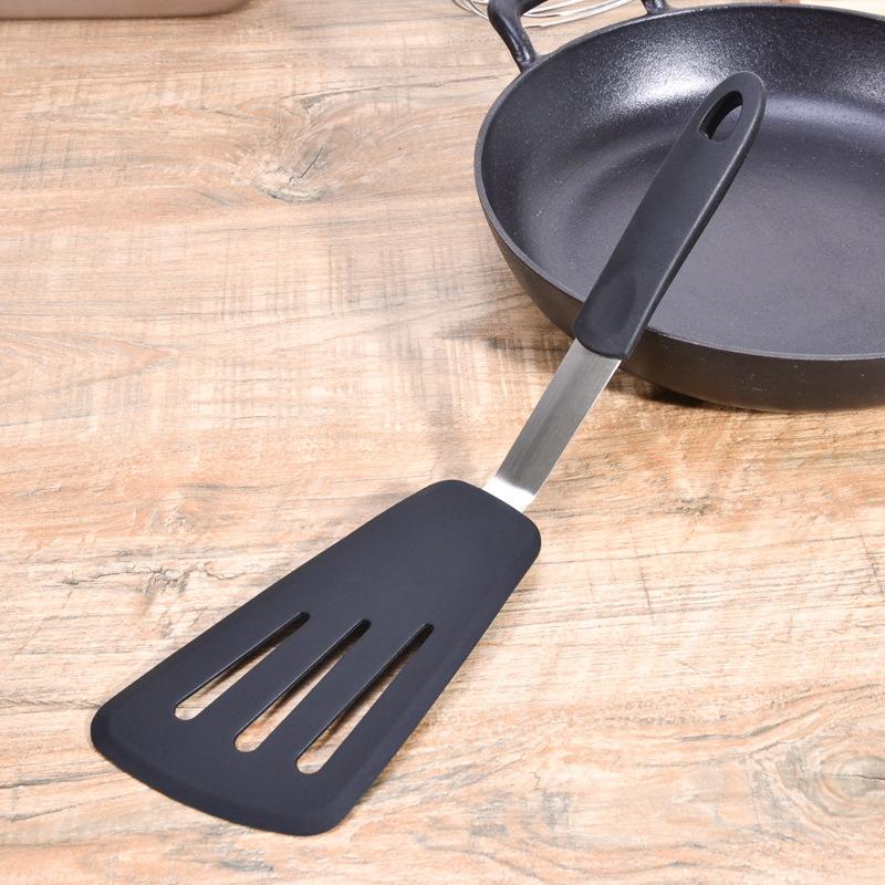Широкая тонкая лопатка для рыбы с антипригарным покрытием из силикона, лопатка с прорезями, скошенный дизайн, кухонные лопатки для блинов, кухонный гаджет