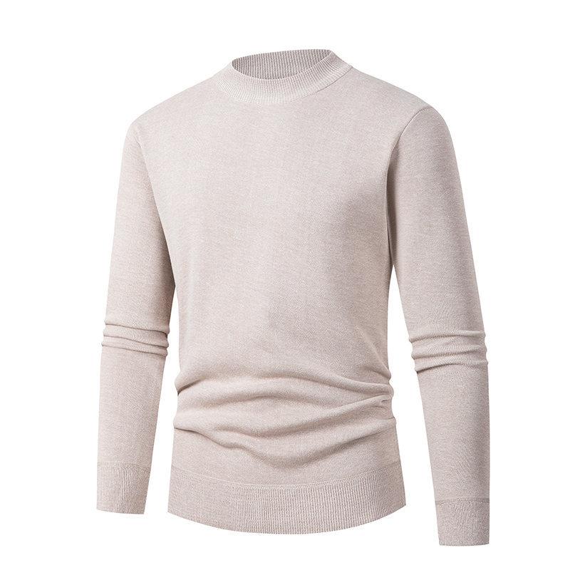 Men'S New Semi-Turtleneck Integrated Fleece Sweater Knitted Sweater Fashionable Fleece Sweater Bottoming Shirt Men'S