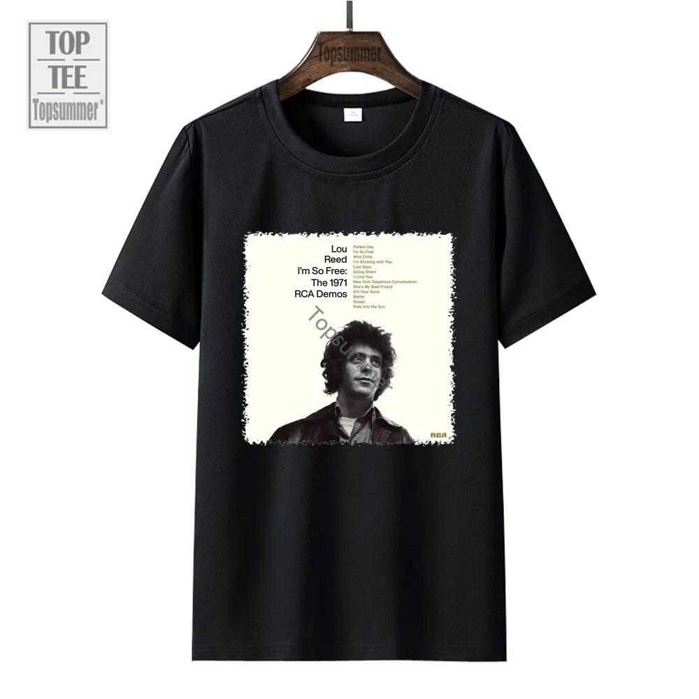 Я так свободен: Футболка с демонстрационным альбомом RCA 1971 года, футболка Lou Reed Tour, модная футболка в стиле поп для мальчиков и девочек, черные футболки