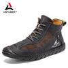 Hand-Stitching Leather Boots Men Casual Autumn Boots Shoe Retro Soft Leather Casual Men Shoes Outdoor  Ankle Boots