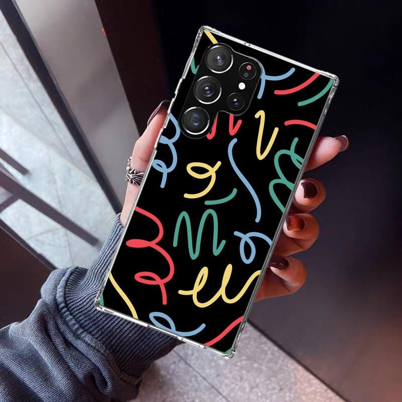 Simple Pattern Graffiti Phone Case For Samsung Galaxy S23 S24 S25 Edge S26 Ultra S22 + S21 Plus S20 FE Cover Silicone Print Shel