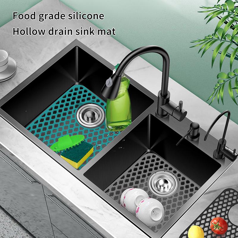 Silicone Sink Protectors For Kitchen Sink,Kitchen Sink With Center Drain Grid Accessory, Non-Slip Heat-Resistant Mat